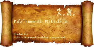 Körmendi Miklós névjegykártya