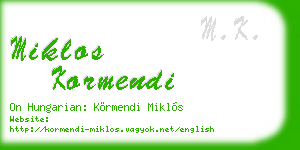 miklos kormendi business card
